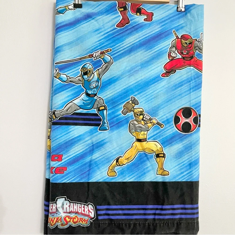 Vintage Power Rangers Ninja Storm Ninja Strike Flat Twin Bed Sheet Kids Clean